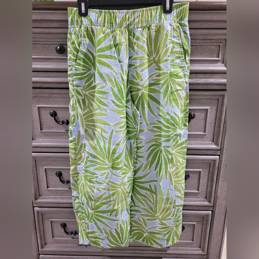 Sigrid Olsen Linen Palm Leaf Print Wide Leg Palazzo Pants. Never Worn - Picture 2 of 7